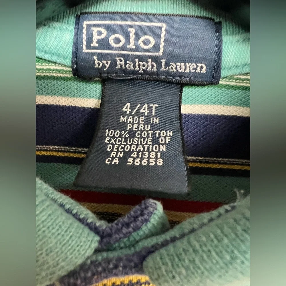 Ralph‎ Lauren Kids Colorful Striped Polo Shirt- Size:4/4T